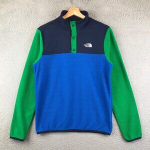 The North Face Fleece Sweater T Snap Color‎ Block Kids Boys Sz XL Blue Green